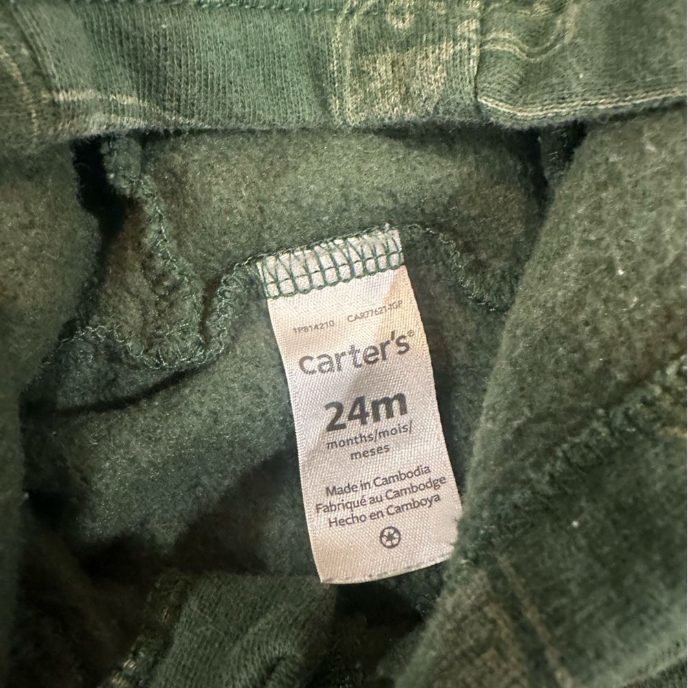 Carter's Boy 24 Month Hooded One Piece Outfit Jumpsuit Green Wilderness Camping - Picture 7 of 7